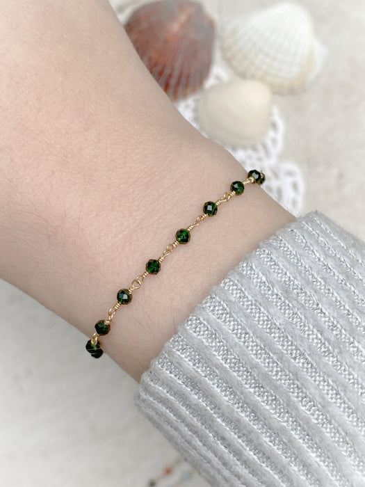 Handmade Gemstone Beaded Bracelet | Green Tourmaline | 14kt Gold Filled | Light Years