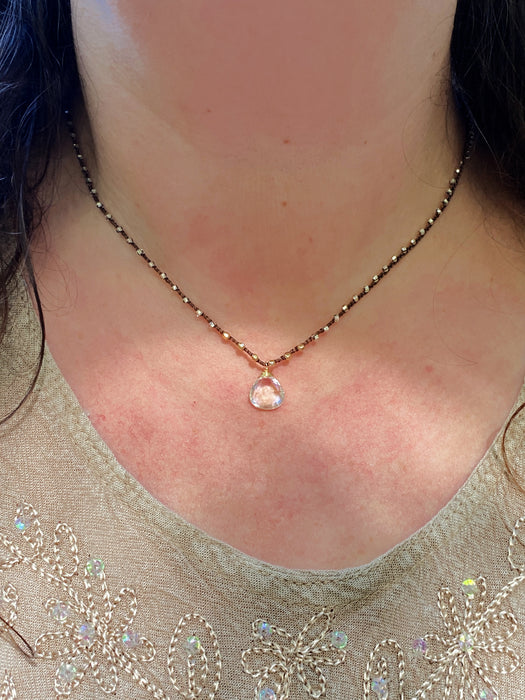 Clear Quartz Beaded Briolette Gemstone Cord Necklace | Gold Filled | Light Years Jewelry