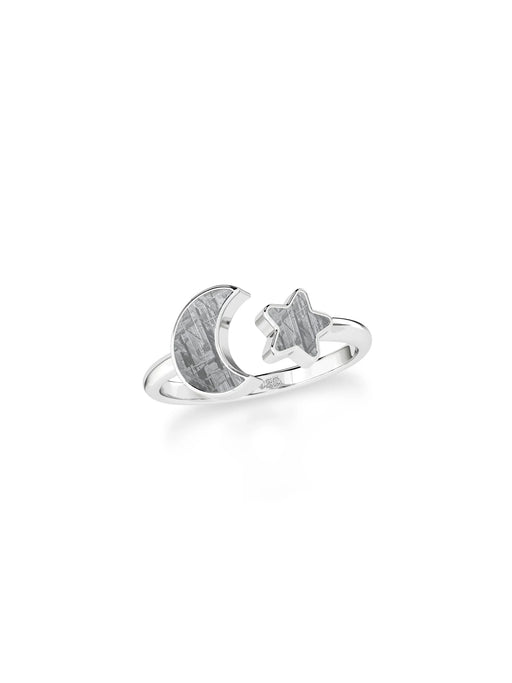 Meteorite Star & Moon Ring | Sterling Silver Size 4 5 6 7 8 9 10 | Light Years