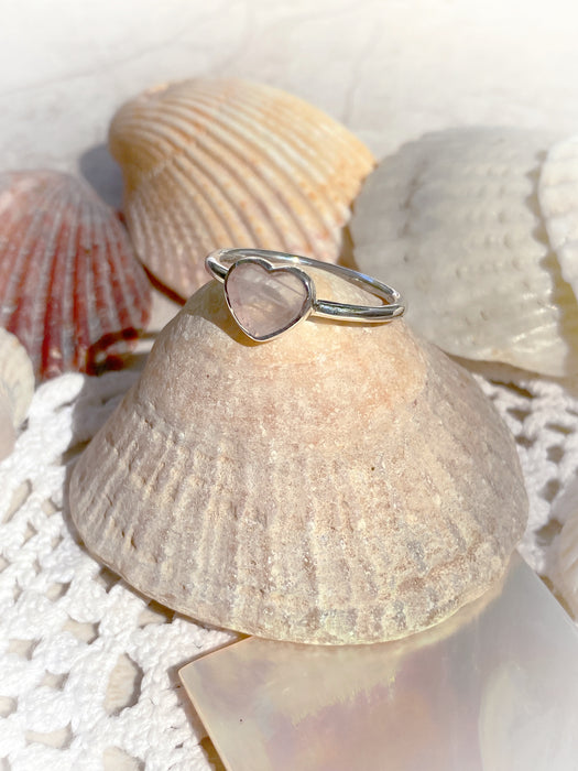 Rose Quartz Heart Ring | Sterling Silver Size 4 5 6 7 8 9 10 | Light Years