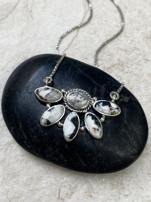 White Buffalo Necklace | Sterling Silver Chain Stone Pendant | Light Years