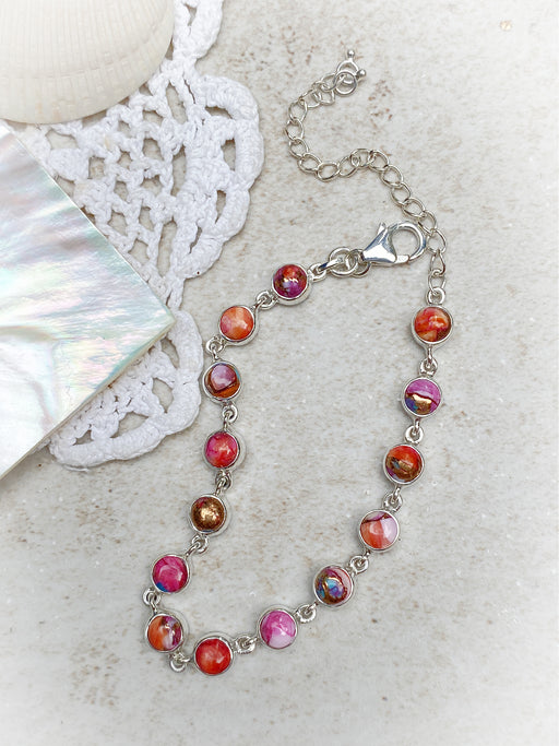 Pink Oyster Turquoise Linked Bracelet | Sterling Silver | Light Years