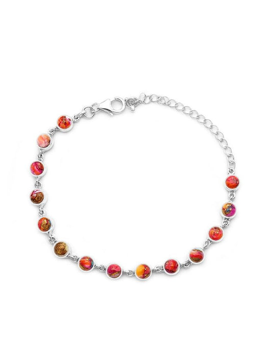 Pink Oyster Turquoise Linked Bracelet | Sterling Silver | Light Years