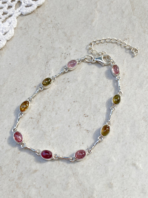 Tourmaline Ovals Linked Bracelet | Sterling Silver | Light Years Jewelry