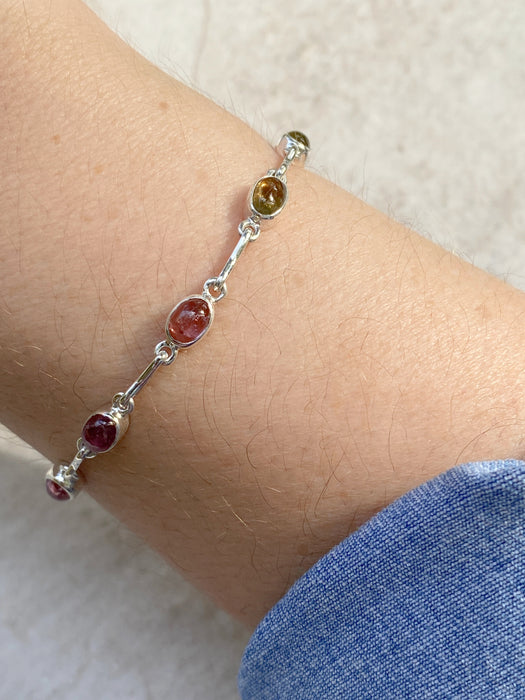 Tourmaline Ovals Linked Bracelet | Sterling Silver | Light Years Jewelry