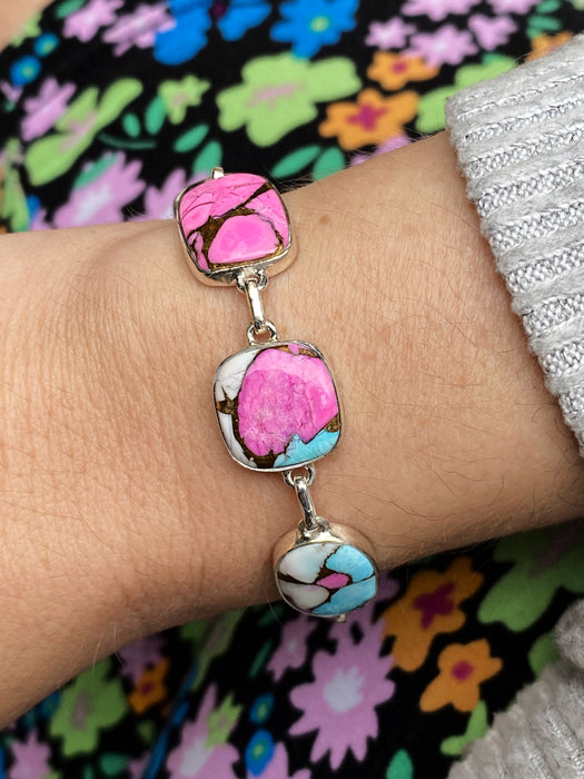 Cotton Candy Turquoise Bracelet | Sterling Silver Stone | Light Years Jewelry