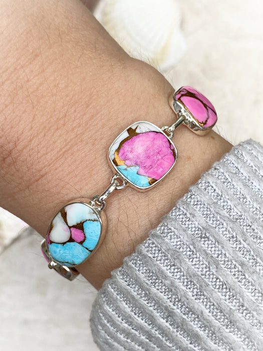 Cotton Candy Turquoise Bracelet | Sterling Silver Stone | Light Years Jewelry
