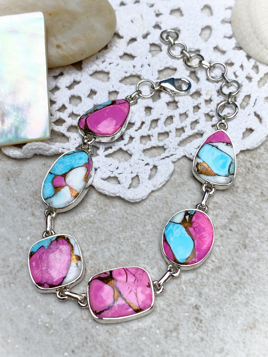 Cotton Candy Turquoise Bracelet | Sterling Silver Stone | Light Years Jewelry