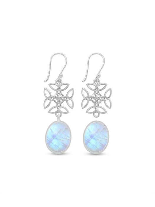 Celtic Knot & Moonstone Drop Dangles | Sterling Silver Earrings | Light Years