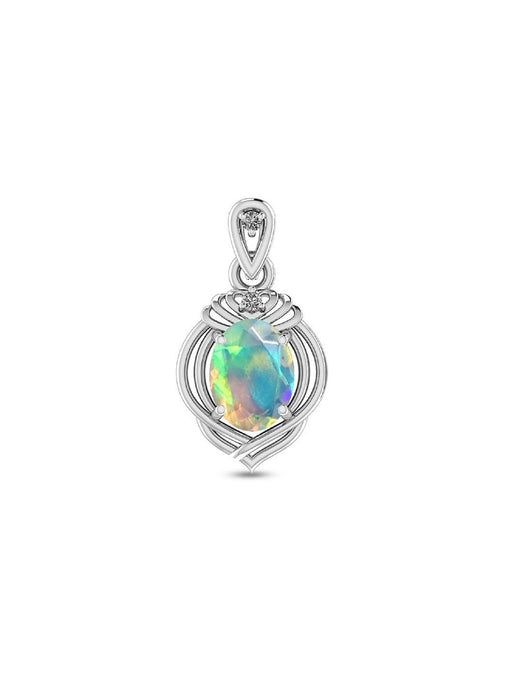 CZ & Ethiopian Opal Necklace | Sterling Silver Chain Pendant | Light Years