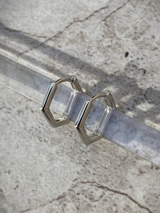 Hexagon Huggie Hoops | Gold Vermeil Sterling Silver Earrings | Light Years