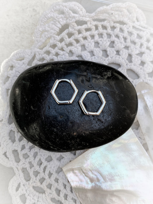 Hexagon Huggie Hoops | Gold Vermeil Sterling Silver Earrings | Light Years