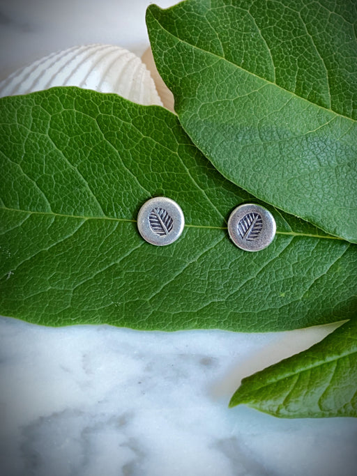 Stamped Leaf Posts | Sterling Silver Studs Earrings | Light Years Jewelry