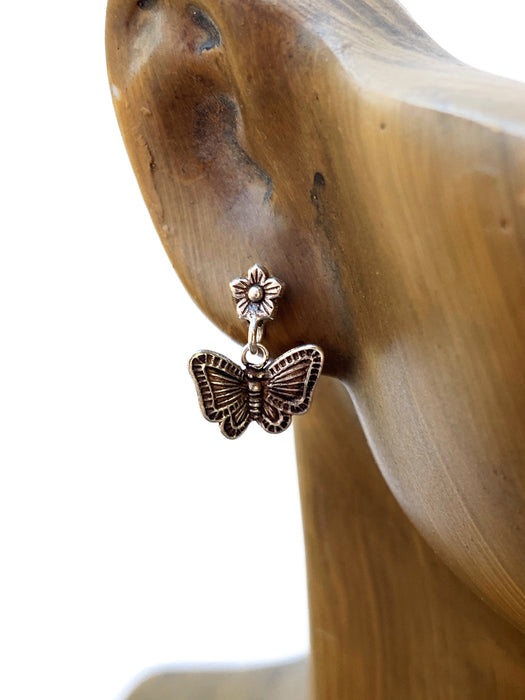 Flower & Butterfly Dangle Posts | Sterling Silver Studs Earrings | Light Years