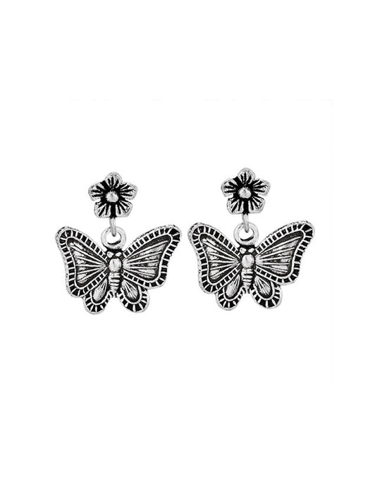 Flower & Butterfly Dangle Posts | Sterling Silver Studs Earrings | Light Years