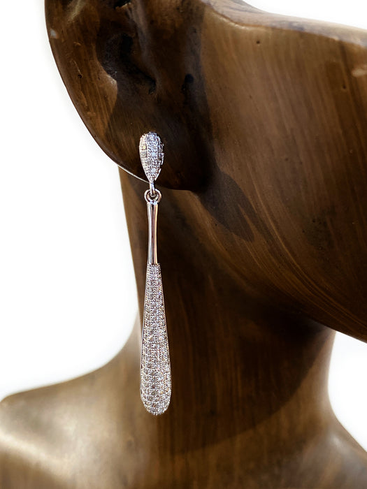 Pave CZ Droplet Post Dangles | Silver Plated Earrings | Light Years