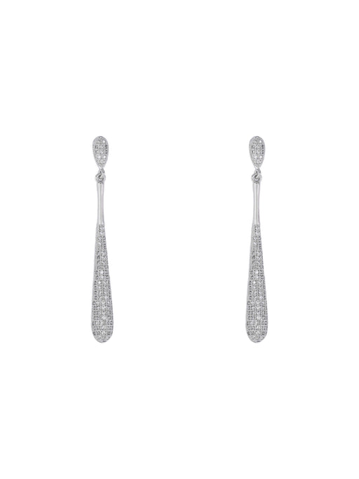 Pave CZ Droplet Post Dangles | Silver Plated Earrings | Light Years