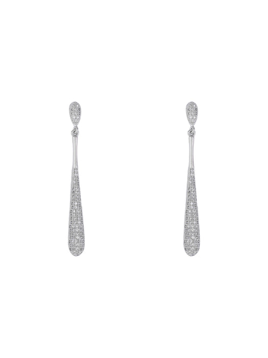 Pave CZ Droplet Post Dangles | Silver Plated Earrings | Light Years