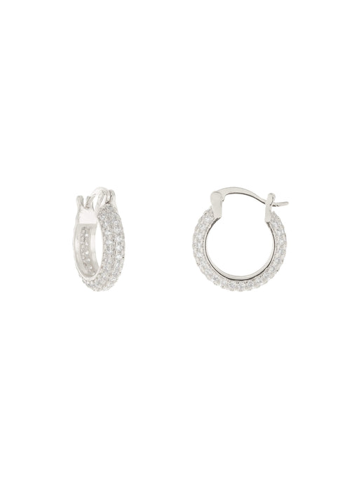Pave CZ Pincatch Hoops | Gold Silver Plated Earrings | Light Years Jewelry