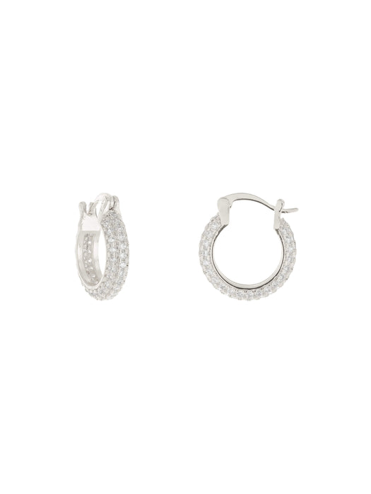 Pave CZ Pincatch Hoops | Gold Silver Plated Earrings | Light Years Jewelry