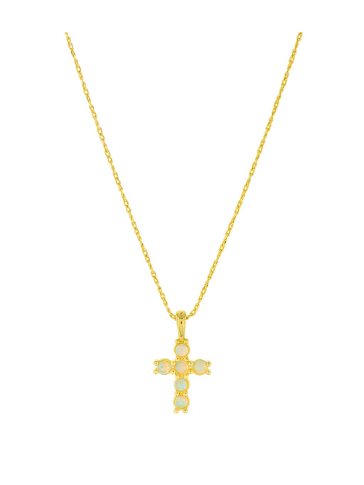Opal Cross Necklace | Gold Plated Chain Pendant | Light Years Jewelry