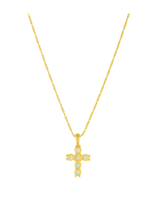 Opal Cross Necklace | Gold Plated Chain Pendant | Light Years Jewelry