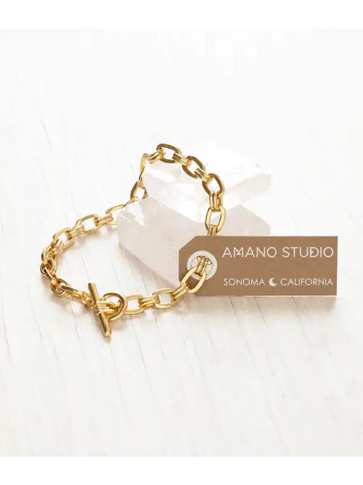 Chunky Chin Link Toggle Bracelet | 14kt Gold Plated | Light Years Jewelry
