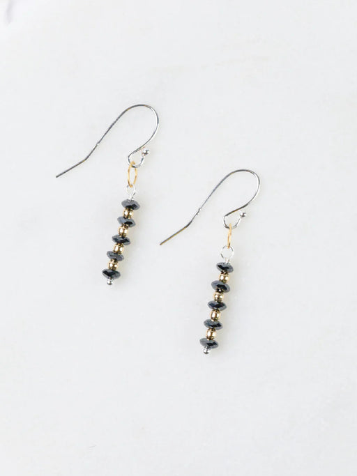 Nightfall Black Hematite Stack Dangles by Anne Vaughan | Sterling Silver Earrings | Light Years