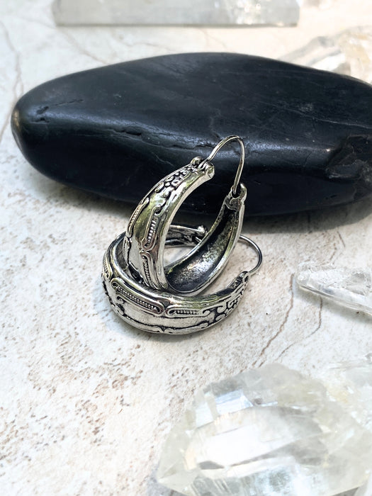 Vintage Scroll Hoop Earrings