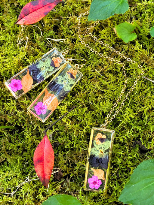 Tropical Dried Flowers Necklace | Gold Chain Pendant | Light Years Jewelry