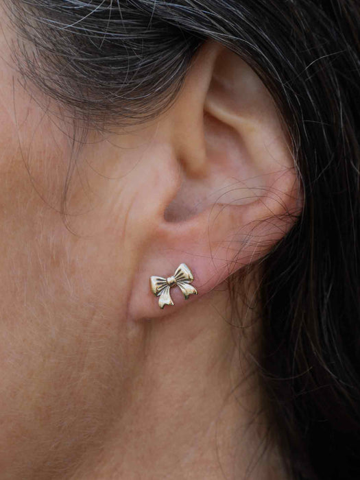 Bronze Bow Posts | Sterling Silver Stud Earrings | Light Years Jewelry