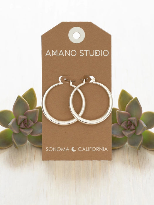 Silver Plated Maria Hoops by Amano Studio | Steel Pincatch Earrings | Light Years