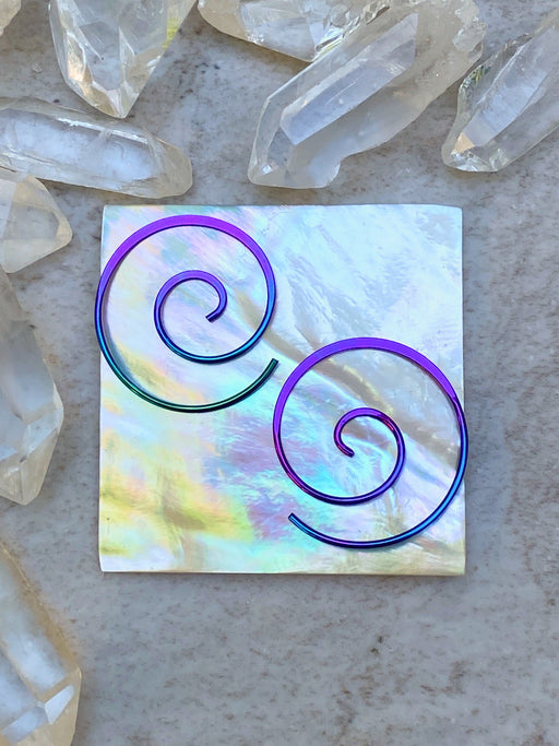 Spiral Hoop Earrings | Niobium Sterling Silver Rose Gold Filled | Light Years