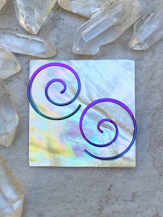 Spiral Hoop Earrings | Niobium Sterling Silver Rose Gold Filled | Light Years