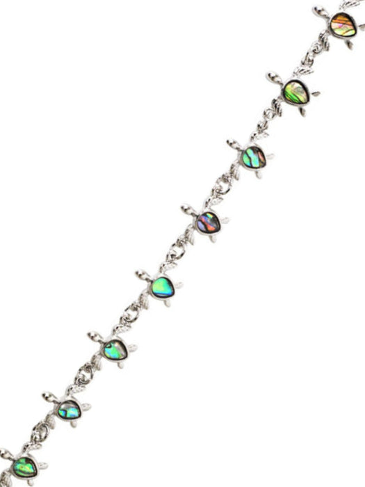 Abalone Turtle Bracelet | Fashion Silver Tone Link | Light Years Jewelry