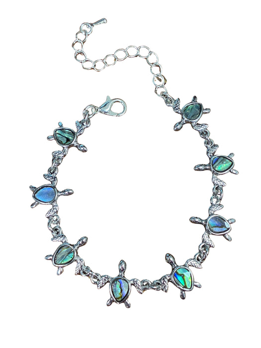 Abalone Turtle Bracelet | Fashion Silver Tone Link | Light Years Jewelry