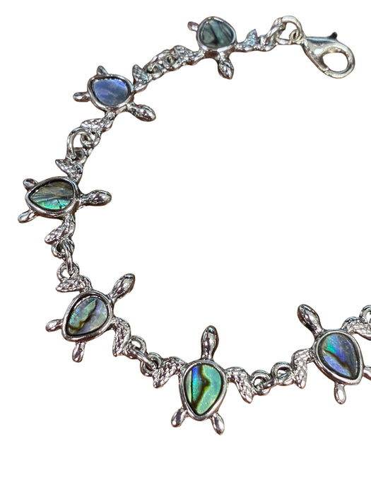Abalone Turtle Bracelet | Fashion Silver Tone Link | Light Years Jewelry