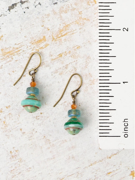 Earthen Czech Glass Dangles by Anne Vaughan | Brass Earrings | Light Years