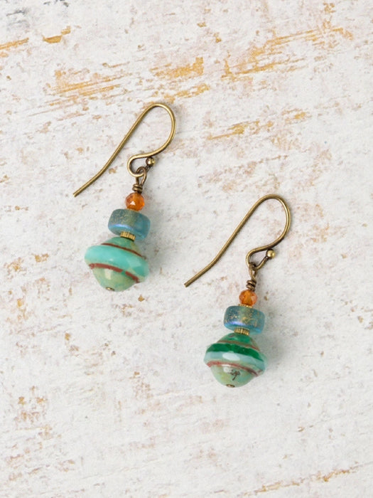 Earthen Czech Glass Dangles by Anne Vaughan | Brass Earrings | Light Years