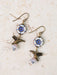 Czech Glass Flower & Hummingbird Dangles by Anne Vaughan | Handmade Brass Earrings | Light Years