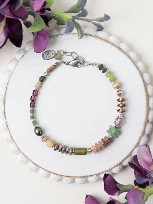 Water Lily Beaded Stone Bracelet by Anne Vaughan | Silver Plated | Light Years