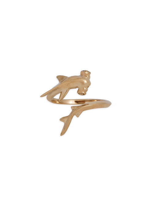 Bronze Hammerhead Shark Wrap Ring | Adjustable Band Size 6 7 8 | Light Years