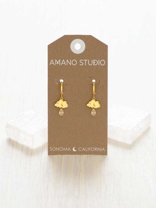 Rain Cloud CZ Huggie Hoops by Amano Studio