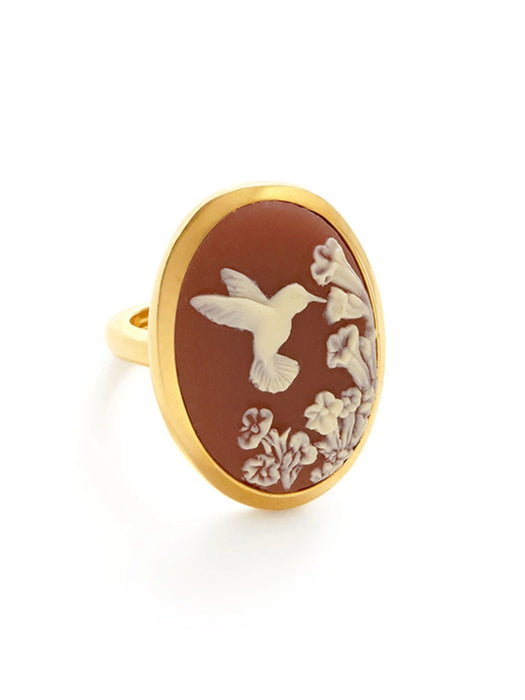 Hummingbird Cameo Ring by Amano Studio | Gold Plated Statement Size 6 7 8 | Light Years