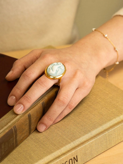 Seahorse Cameo Ring by Amano Studio | 14k Gold Plated Statement Size 6 7 8 | Light Years