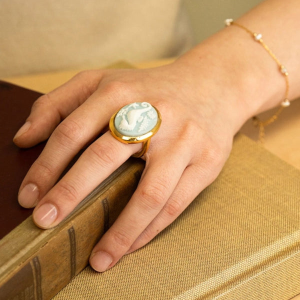 Seahorse Cameo Ring by Amano Studio | 14k Gold Plated Statement Size 6 7 8 | Light Years