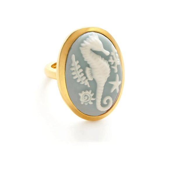 Seahorse Cameo Ring by Amano Studio | 14k Gold Plated Statement Size 6 7 8 | Light Years