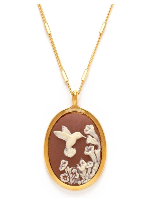Vintage Cameo Necklaces by Amano Studio | Hummingbird | 14k Gold Plated Chain Pendant | Light Years 