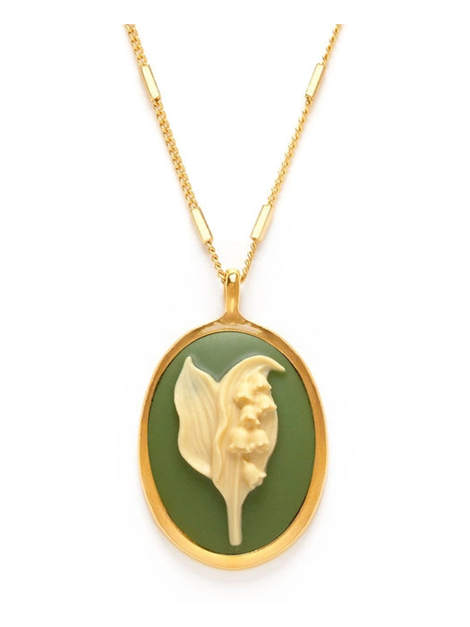 Vintage Cameo Necklaces by Amano Studio | Lily of the Valley | 14k Gold Plated Chain Pendant | Light Years 