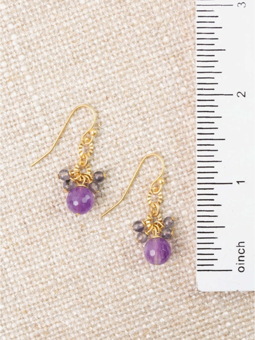 Folklore Tanzanite & Amethyst Dangles by Anne Vaughan  | Gold Stone Earrings | Light Years